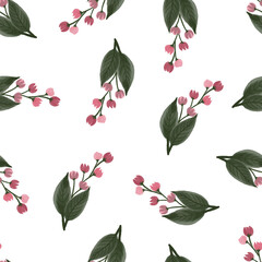 seamless pattern of pink wildflower