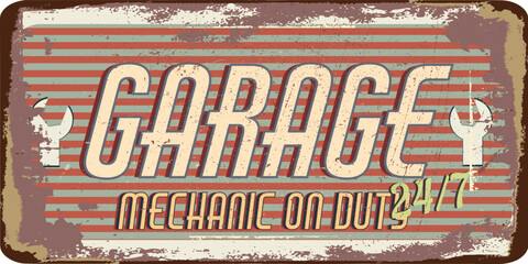 vintage grunge retro garage sign