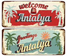 Obraz premium vintage grunge retro sign welcome to antalya ,greetings from antalya