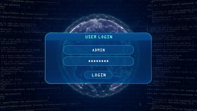 ANONYMOUS Warning with User Login Interface Concept over digital globe and computer hacking background
