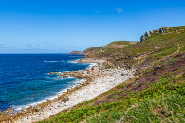 The coast on the West of Cornwall, near Nanquido, on a sunny summer's day