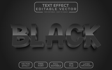 Black 3D Text Style Editable text effect EPS File