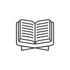 Al Quran line icon. Holy islamic book linear style sign for mobile concept and web design. Koran al quran book on stand outline vector icon. Ramadan symbol, logo illustration. Vector graphics