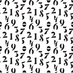 Fototapeta premium Numbers Vector illustration. Seamless patterns. Fun shapes. 
