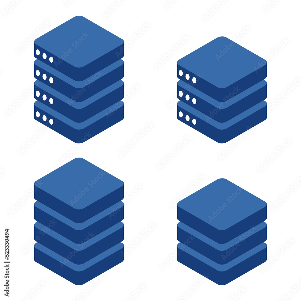 Poster database storage icon isometric, internet network server cloud data symbol, connection system vector