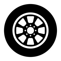 Fototapeta premium Auto car wheel icon, vehicle tire rim symbol, automotive race sport sign vector illustration