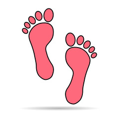 Foot print human sign shadow, track walking design icon, outline vector illustration