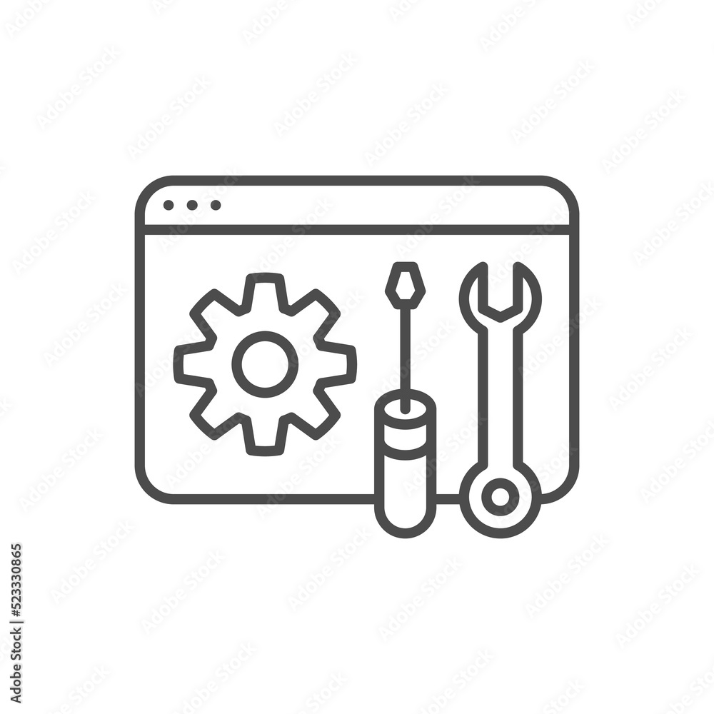 Aufkleber cogwheel setting and wrench vector. settings icon. web settings. browser tab with gear icon design i