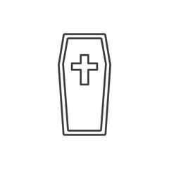 Obraz premium Coffin outline icon. Death line symbol. Burial concept. Vector illustration isolated on white.