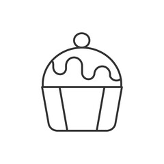 Simple cupcake flat icon design vector, Cupcake icon sign vector,Symbol, logo illustration for web and mobile, Cupcake with cherry on top line icon, outline vector sign