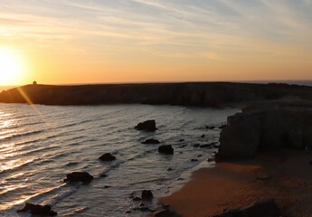 sunset at the wild coast of the peninsula 