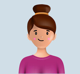 Young smiling women avatar. 3d vector people character illustration.
