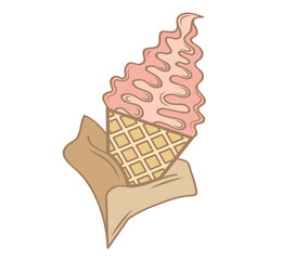 Ice cream illustration. Cute colorful ice cream cartoon illustration