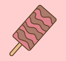 Ice cream illustration. Cute colorful ice cream cartoon illustration