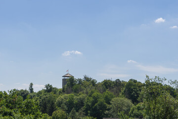 View from the ruin tower Burg Loewenstein in Bad Zwesten in Germany.