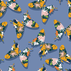 Modern butterfly Fill in with tropical print seamless pattern vecrtor Illustration Design for fashion ,