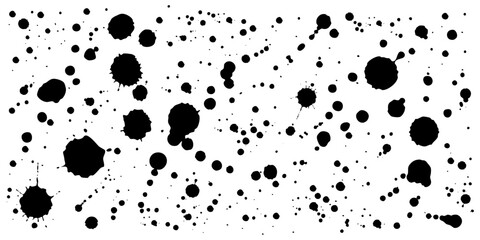 Splash ink set. Black spat stains. Splatter collection. Vector illustration