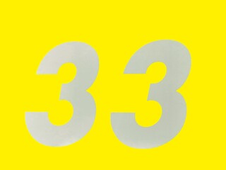 pattern and design from repeating number 3 in white on a bright yellow background