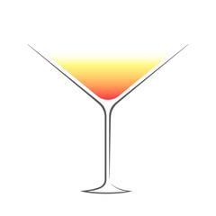 Alcohol cocktail vector flat illustration. Stylized line drawing with bright gradient shape on white background. Best for web, logo, posters, cards, bar decoration, menu concept and branding design.