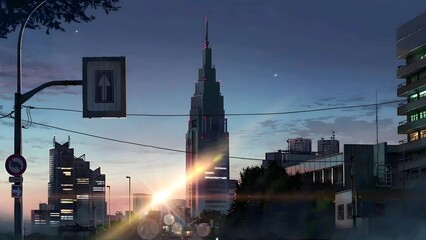 Sun rise in the city background and wallpaper