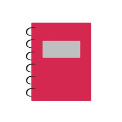 иллюстрация красного блокнота с пружиной на белом фоне. Дизайн для оформления баннера. вывески и рекламы. Иконка для дизайна.