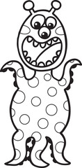 Fototapeta premium Spotted Monster with tentacles, Halloween clipart