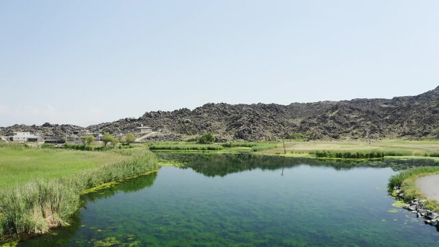 Aerial view of Karasu Marshes in Igdir. 4K footage in Turkey