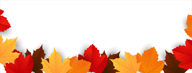 Autumn leaves background with space for text. Banner design for sales, thanksgiving, harvest holidays. Vector illustration