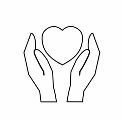 two hands holding a heart icon, a symbol of love, happiness, isolated on white