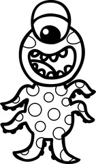 Little monster with spots and tentacles, Halloween clipart