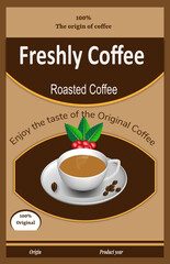 Freshly roasted coffee beans label design vector