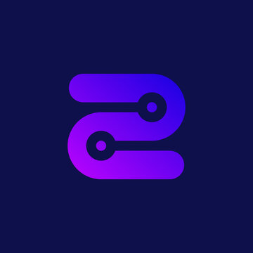 Z technology unique monogram style logo design with blue and grey.