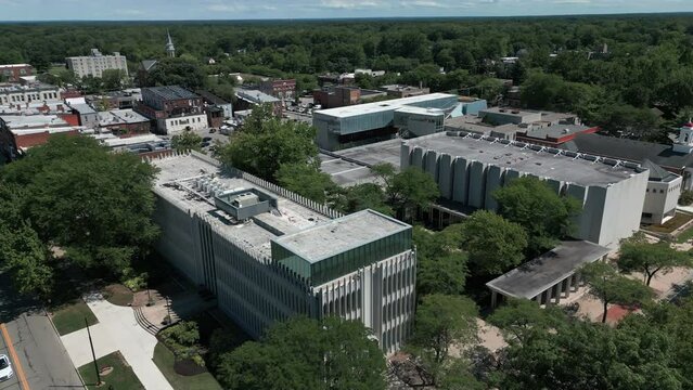 flying counter clockwise around Bibbins Hall at Oberlin Music Conservatory