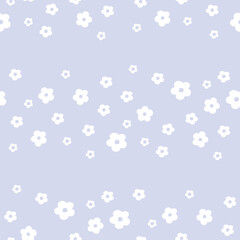 Small white flowers seamless pattern on green background. Summer floral print in minimal style. Ideal for textiles, wallpaper, fabric and paper.