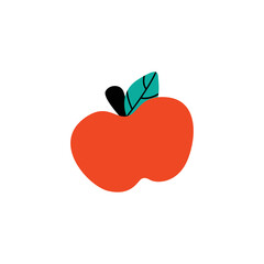 Red apple. School fruit, eat food. Time to school. Children's cute stationery subjects. Back to school, science, college, education, study