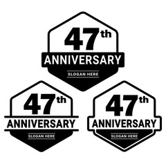 47 years anniversary celebration logotype. 47th anniversary logo collection. Set of anniversary design template. Vector and illustration.  - obrazy, fototapety, plakaty