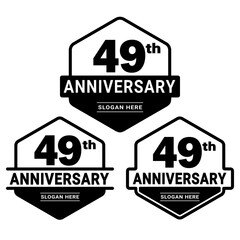 49 years anniversary celebration logotype. 49th anniversary logo collection. Set of anniversary design template. Vector and illustration. 