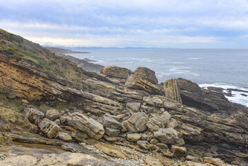 San Sebastian, Gipuzkoa, Spain - 26 Dec 2021: Winter landscapes along the Basque coast from Jaizkibel