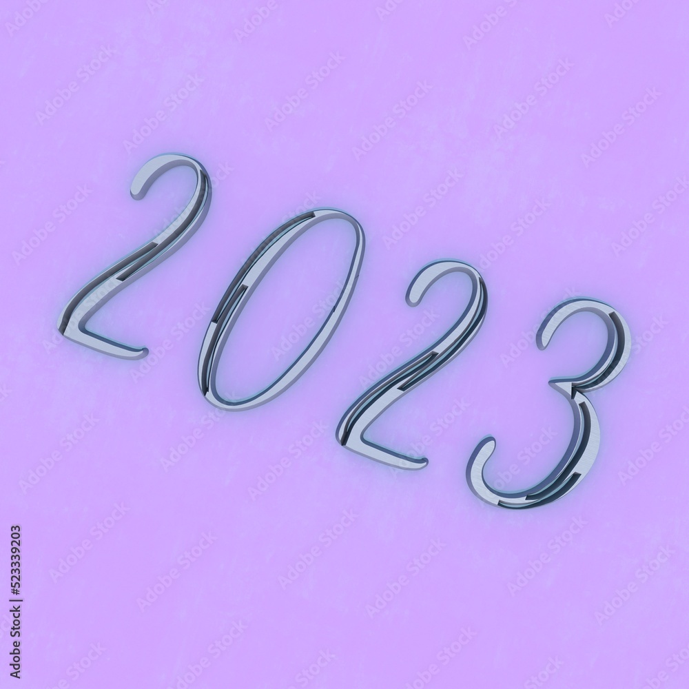 Poster blue-gray numbers 2023 on a colored textured background. new year's and christmas. 3d rendering imag
