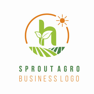 Initial h letter with farm land field for agrobusiness environment ecology business consultant logo idea