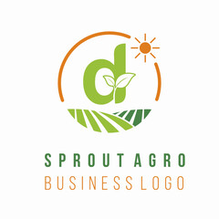 Initial d letter with farm land field for agrobusiness environment ecology business consultant logo idea