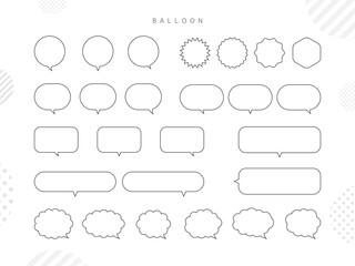シンプル かわいい 吹き出し フレーム セット 白背景