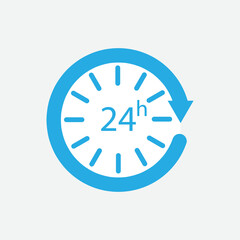 24 hours delivery time and customer support for business help round arrow store vector icon