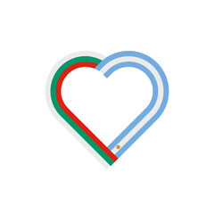 unity concept. heart ribbon icon of bulgaria and argentina flags. vector illustration isolated on white background