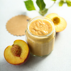 Homemade spicy peach sauce, canned