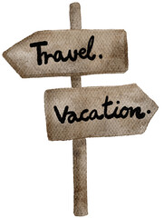 Set of watercolor travel stuff ,equipment for travelling with transparent background