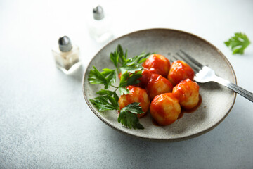 Baked potato gnocchi with tomato sauce and basil