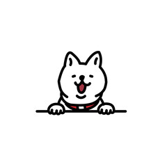 嬉しそうに顔を出す柴犬のイラスト
