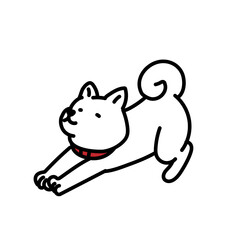 背伸びするシンプルでかわいい柴犬のイラスト
