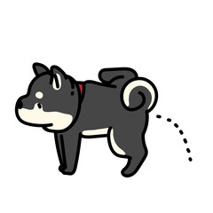 おしっこをする柴犬のシンプルでかわいいイラスト